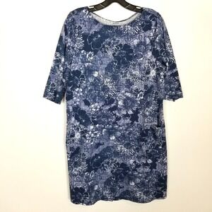 Pure Jill Women Dress Sz L periwinkle Blue Floral Wrap Style 3/4 Sleeve Summer